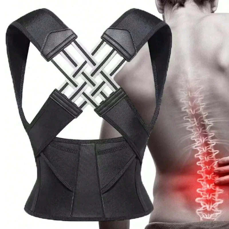 Adjustable posture support brace in black